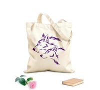 AILOONG Borsa in tela Coppia di lupi predatori testa animali selvatici Tessuto spesso 340g/m² Borsa da disegno