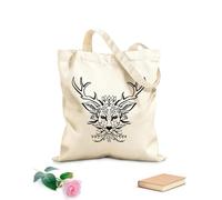 AILOONG Borsa in tela Modelli di corna di cervo e alce con testa di animale Tessuto spesso 12 once Borsa da disegno 25x30cm Piccola