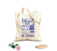 AILOONG Borsa in tela Perciò io vi dico: Chiedete e vi sarà dato; cercate e troverete; bussate e vi sarà aperto. Luca 11:9-10 Tessuto spesso 340g/m² Borsa da disegno