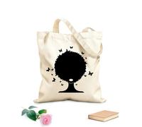 AILOONG Borsa in tela Silhouette di farfalle con labbra di ragazza africana Tessuto spesso 12 once Borsa da disegno 25x30cm Piccola