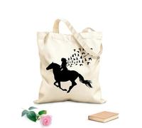 AILOONG Borsa in tela Silhouette di ragazza, cavaliere, uccelli Tessuto spesso 12 once Borsa da disegno 35x40cm Grande