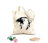 AILOONG Borsa in tela Tessuto spesso 12 once Il Re Leone Testa Ruggito Zanne Predatore Animale Africano Borsa da disegno 35x40cm Grande