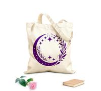 AILOONG Borsa regalo in tela per vino Il modello celeste è un modello circolare di una luna crescente, stelle e rami Tessuto spesso 340g/m² Abbinabile agli abiti