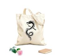 AILOONG Borsa regalo in tela per vino un drago contorto con sbuffi di fuoco dalla bocca Tessuto spesso 12 once Abbinabile agli abiti 31x36cm Media