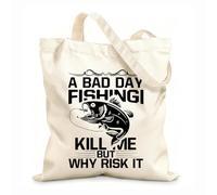 AILOONG Borsa regalo in tela per vino una brutta giornata di pesca mi uccide ma perché rischiare? tipografia grafica di pesca Tessuto spesso 12 once Abbinabile agli abiti 35x40cm Grande