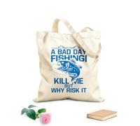 AILOONG Borsa regalo in tela per vino una brutta giornata di pesca mi uccide ma perché rischiare? tipografia grafica di pesca Tessuto spesso 340g/m² Abbinabile agli abiti