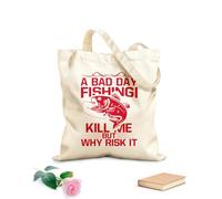 AILOONG Borsa regalo in tela per vino una brutta giornata di pesca mi uccide ma perché rischiare? tipografia grafica di pesca Tessuto spesso 340g/m² Abbinabile agli abiti
