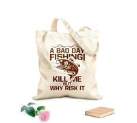AILOONG Borsa regalo in tela per vino una brutta giornata di pesca mi uccide ma perché rischiare? tipografia grafica di pesca Tessuto spesso 340g/m² Abbinabile agli abiti