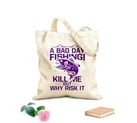 AILOONG Borsa regalo in tela per vino una brutta giornata di pesca mi uccide ma perché rischiare? tipografia grafica di pesca Tessuto spesso 340g/m² Abbinabile agli abiti