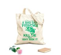 AILOONG Borsa regalo in tela per vino una brutta giornata di pesca mi uccide ma perché rischiare? tipografia grafica di pesca Tessuto spesso 340g/m² Abbinabile agli abiti