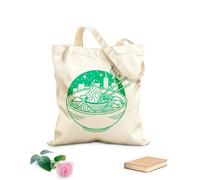 AILOONG Borsa regalo in tela per vino una ciotola di noodles con le bacchette e uno skyline della città nel Tessuto spesso 340g/m² Abbinabile agli abiti