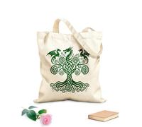 AILOONG Borsa tote con manico piatto in nastro albero della vita celtico design bella silhouette clipart Tessuto spesso 340g/m² Sostituisce lo zaino scolastico