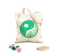 AILOONG Borsa tote con manico piatto in nastro armonia cosmica yin yang celeste con stelle pianeti ed elementi montani e Tessuto spesso 340g/m² Sostituisce lo zaino scolastico