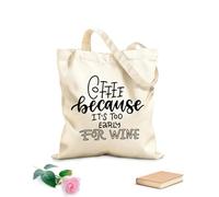 AILOONG Borsa tote con manico piatto in nastro caffè perché è troppo presto Tessuto spesso 12 once Sostituisce lo zaino scolastico 25x30cm Piccola