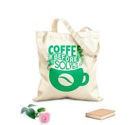 AILOONG Borsa tote con manico piatto in nastro caffè prima che tutto risolva caffè disegnato a mano vintage con scritte a mano Tessuto spesso 340g/m² Sostituisce lo zaino scolastico