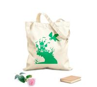 AILOONG Borsa tote con manico piatto in nastro castello su una roccia e un drago nel cielo Tessuto spesso 340g/m² Sostituisce lo zaino scolastico