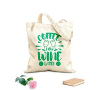 AILOONG Borsa tote con manico piatto in nastro concetto di caffè Tessuto spesso 340g/m² Sostituisce lo zaino scolastico