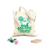 AILOONG Borsa tote con manico piatto in nastro dolcetti bootiful, simpatico fantasma spettrale che tiene una caramella Tessuto spesso 340g/m² Sostituisce lo zaino scolastico