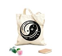 AILOONG Borsa tote con manico piatto in nastro Equilibrio dell'Universo Celeste Yin Yang Tessuto spesso 12 once Sostituisce lo zaino scolastico 25x30cm Piccola