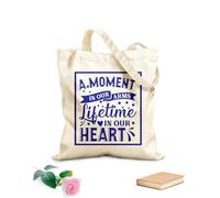 AILOONG Borsa tote con manico piatto in nastro Frasi commemorative di Natale Un momento tra le nostre braccia Una vita nei nostri cuori Tessuto spesso 340g/m² Sostituisce lo zaino scolastico