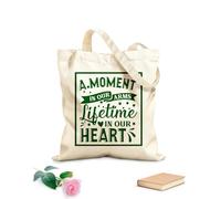 AILOONG Borsa tote con manico piatto in nastro Frasi commemorative di Natale Un momento tra le nostre braccia Una vita nei nostri cuori Tessuto spesso 340g/m² Sostituisce lo zaino scolastico