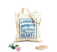 AILOONG Borsa tote con manico piatto in nastro Frasi commemorative di Natale Un momento tra le nostre braccia Una vita nei nostri cuori Tessuto spesso 340g/m² Sostituisce lo zaino scolastico