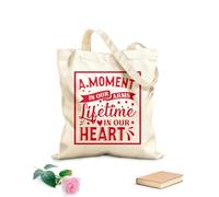 AILOONG Borsa tote con manico piatto in nastro Frasi commemorative di Natale Un momento tra le nostre braccia Una vita nei nostri cuori Tessuto spesso 340g/m² Sostituisce lo zaino scolastico