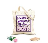 AILOONG Borsa tote con manico piatto in nastro Frasi commemorative di Natale Un momento tra le nostre braccia Una vita nei nostri cuori Tessuto spesso 340g/m² Sostituisce lo zaino scolastico