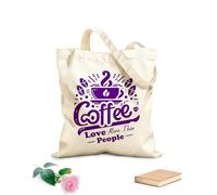 AILOONG Borsa tote con manico piatto in nastro il caffè ama più delle persone che scrivono Tessuto spesso 340g/m² Sostituisce lo zaino scolastico