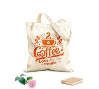 AILOONG Borsa tote con manico piatto in nastro il caffè ama più delle persone che scrivono Tessuto spesso 340g/m² Sostituisce lo zaino scolastico