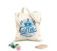 AILOONG Borsa tote con manico piatto in nastro il caffè ama più delle persone che scrivono Tessuto spesso 340g/m² Sostituisce lo zaino scolastico