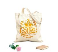 AILOONG Borsa tote con manico piatto in nastro il caffè ama più delle persone che scrivono Tessuto spesso 340g/m² Sostituisce lo zaino scolastico
