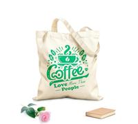 AILOONG Borsa tote con manico piatto in nastro il caffè ama più delle persone che scrivono Tessuto spesso 340g/m² Sostituisce lo zaino scolastico