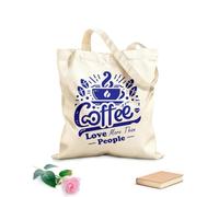 AILOONG Borsa tote con manico piatto in nastro il caffè ama più delle persone che scrivono Tessuto spesso 340g/m² Sostituisce lo zaino scolastico