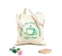 AILOONG Borsa tote con manico piatto in nastro Il caffè è il mio amato cappuccino latte tazza Tessuto spesso 340g/m² Sostituisce lo zaino scolastico