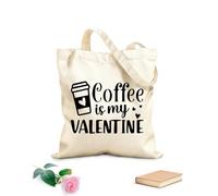 AILOONG Borsa tote con manico piatto in nastro Il caffè è il mio amore. Buon San Valentino. Tessuto spesso 12 once Sostituisce lo zaino scolastico 35x40cm Grande