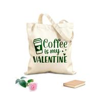 AILOONG Borsa tote con manico piatto in nastro Il caffè è il mio amore. Buon San Valentino. Tessuto spesso 340g/m² Sostituisce lo zaino scolastico
