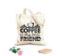 AILOONG Borsa tote con manico piatto in nastro il caffè è il mio migliore amico può essere utilizzato Tessuto spesso 12 once Sostituisce lo zaino scolastico 31x36cm Media