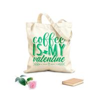 AILOONG Borsa tote con manico piatto in nastro il caffè è il mio San Valentino Tessuto spesso 340g/m² Sostituisce lo zaino scolastico