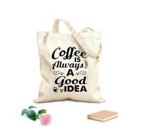 AILOONG Borsa tote con manico piatto in nastro il caffè è sempre una buona idea tipografia del caffè Tessuto spesso 12 once Sostituisce lo zaino scolastico 35x40cm Grande
