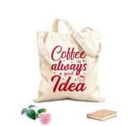 AILOONG Borsa tote con manico piatto in nastro il caffè è sempre una buona idea tipografia design del caffè Tessuto spesso 340g/m² Sostituisce lo zaino scolastico