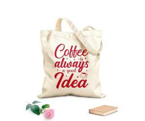 AILOONG Borsa tote con manico piatto in nastro il caffè è sempre una buona idea tipografia design del caffè Tessuto spesso 340g/m² Sostituisce lo zaino scolastico