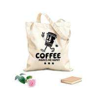 AILOONG Borsa tote con manico piatto in nastro il caffè mi rende felice amante del caffè design Tessuto spesso 12 once Sostituisce lo zaino scolastico 35x40cm Grande