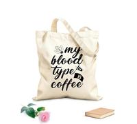 AILOONG Borsa tote con manico piatto in nastro lettere di caffè Tessuto spesso 12 once Sostituisce lo zaino scolastico 31x36cm Media