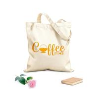 AILOONG Borsa tote con manico piatto in nastro Lettering per l'ora del caffè con il potere di una tazza di caffè Tessuto spesso 340g/m² Sostituisce lo zaino scolastico