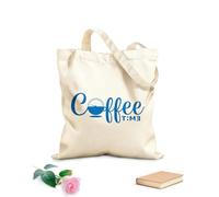 AILOONG Borsa tote con manico piatto in nastro Lettering per l'ora del caffè con il potere di una tazza di caffè Tessuto spesso 340g/m² Sostituisce lo zaino scolastico