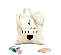 AILOONG Borsa tote con manico piatto in nastro poster del caffè con scritte disegnate a mano un abbraccio di caffè disegno a mano Tessuto spesso 12 once Sostituisce lo zaino scolastico 35x40cm Grande