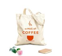 AILOONG Borsa tote con manico piatto in nastro poster del caffè con scritte disegnate a mano un abbraccio di caffè disegno a mano Tessuto spesso 340g/m² Sostituisce lo zaino scolastico
