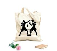 AILOONG Borsa tote con manico piatto in nastro sagoma di jab da boxe Tessuto spesso 12 once Sostituisce lo zaino scolastico 35x40cm Grande