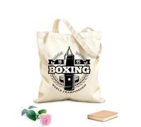 AILOONG Borsa tote con manico piatto in nastro set di icone di combattimenti singoli di boxe muay thai Tessuto spesso 12 once Sostituisce lo zaino scolastico 35x40cm Grande